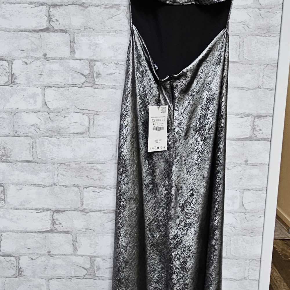 Zara Silver Metallic Maxi Dress